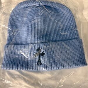 Chrome Hearts Sky Blue Beanie with Dark Cross